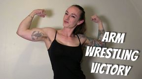 Muscular GF&#039;s Arm Wrestling Victory - full video on ClaudiaKink ManyVids!