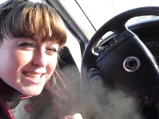 SLOPPY ORAL AND CUM SWALLOW IN THE CAR