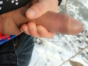 Frozen forest jerk off - Different angles of dick jerking and 2 cumshots