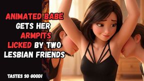 Sexy animated princess babe gets her gorgeous smooth toned armpits licked by two kinky fetish girls ASMR