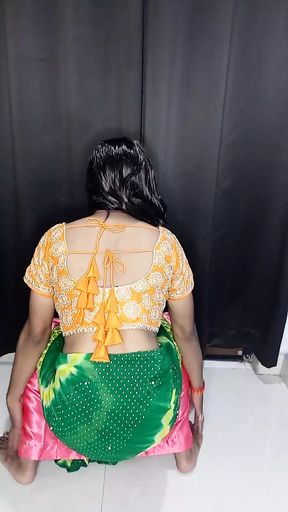 Indian sissy wearing sexy saree and satin petticoat