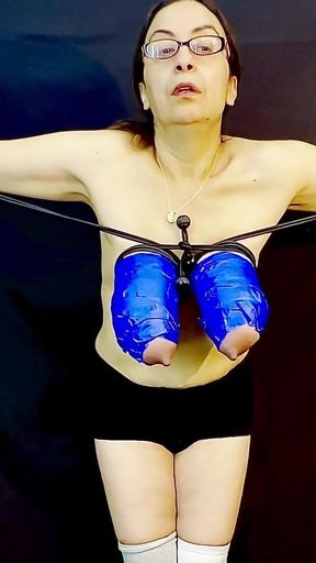 Tits in Bondage Blue Tape HD