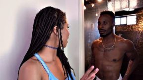 Watch this perky-breasted ebony babe get her tight ass drilled by a BBC in the kitchen