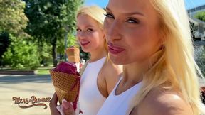mr. texas treats busty blondes vera & greta an ice cream to fuck!