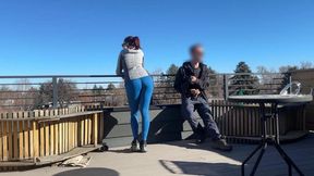 Colombian slut Kylie Amour full throats and fists my massive cock in public