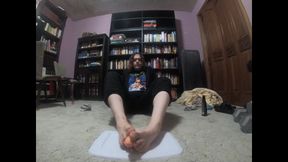 Chubby Boy Gives His Dildo a Footjob