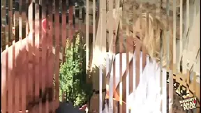 Curvaceous blonde deepthroats and gets a creampie