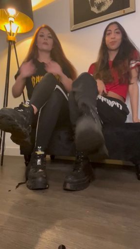 Foot bitch dominated by muddy boots and dirty feet!