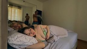 Hot Step Mom and Step Sister Tag Team Horny Step Son in Nasty Hotel Threesome with Shyblanche