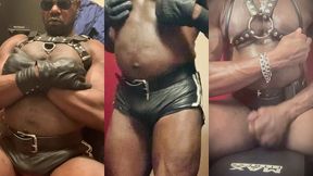 solo muscle leather chest harness encased titplay & horny wank