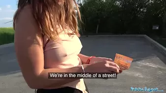 Public Porn Mexican babe Frida Sante gives roadside blowjob and fucking