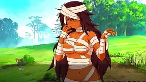 Ebony Anime Mummy Ties Up Hero for Slime Monster Girl BDSM Fun