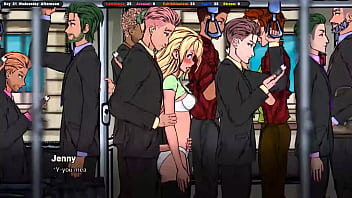 Jenny loves it when strangers make her orgasm on the bus. Hentai Game
