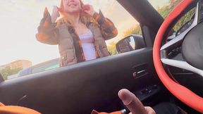 Caught Jerking Off in My Car by a Random Chick, She Flashed Her Tits and Lent a Hand