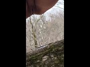 A horny Latvian girl is looking for a place to pee with a big stream of urine.