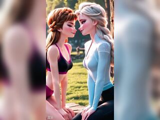 Just a quiet, peculiar pont of time between Anna and Elsa. Their bond is indeed magical. AI-generated
