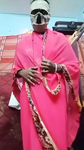 Desi Indian Tamil Hotwife in Pink Saree Vibrates Her Hairy Pussy & Spanks Her Big Black Ass for a American Young Bull