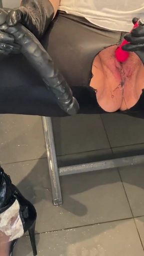 Unforgettable moment from &quot;Shower Masturbation and Pissing in Leggings and PVC Boots&quot;