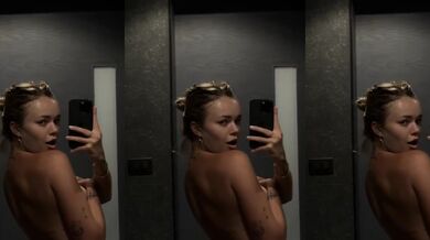 Desperate busty coed flashes tight pussy begging for attention