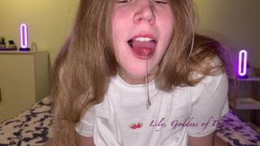 Blonde Slut Gives a Blowjob Looking Into Your Eyes and Fucks Herself with a Big Cock