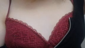 Close up home striptease and masturbation