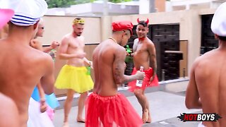 Wild latino party: igor baianinho and friends heat up carnaval 2024 with amateur bareback orgy and dancing fun!