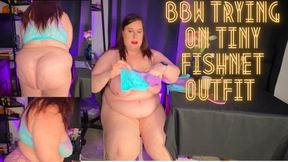 BBW Trying on Tiny Fishnet Outfit 4K
