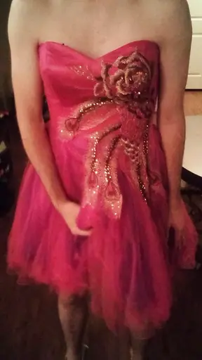 Cute short pink prom dress gets cummed in