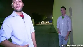 Two Gay Studs Hook Up in a Bathroom Stall
