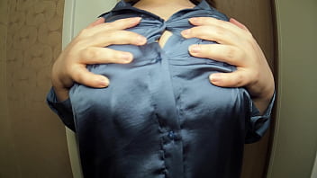 Blue satin blouse tittyfuck