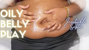 POV Ebony BBW Teases You with an Oily Belly Rub FHD