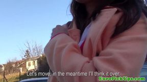 Pulled fucked euro slut jizzed on booty