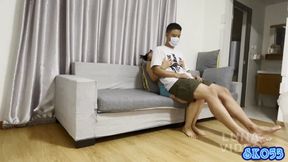 Lapsitting on a slim girl on the sofa #SK053