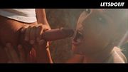 Athletic Blonde Gags on His Cock Outdoors Before a Sloppy Facial