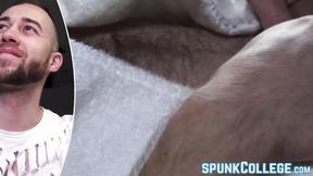 ”Fit jock is eager to jack off his bushy meat & cum solo”