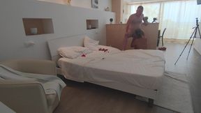 Stepmother on Vacation Gets Fucked by Her Stepson While Waiting for Her Cuckold Husband