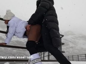 Amateur Ebony Model Fucks and Blows in Blizzard