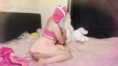 Pink Plague Doctress strips teasing while answering daddy in cosplay