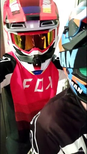 Motorcyclist Fucks a Guy in a Motocross Outfit and Mxhelmet