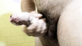 Mature Bear with Thick Uncut Cock in Shower