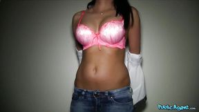 MILF with Big BREASTS take a load over her Back - Public Agent