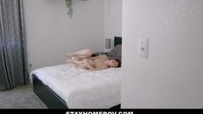 Tiny redheaded teen gets BBC pounded by roommate during lockdown