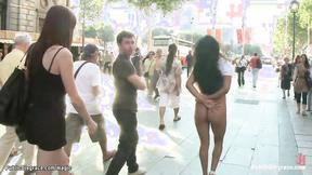 ”Huge tits Latin slave walked in public”