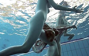 Two hot hairy beauties underwater