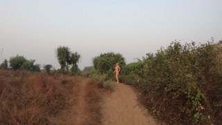 Nude girl in Asian village