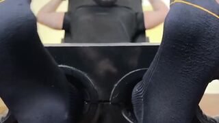 MaleFeetXXX.com - Rikk York locked up and giggling in a tickle torment by three strai