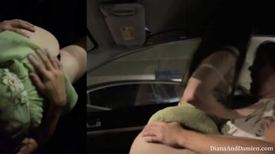Almost Caught Petite Brunette Car Sex Thong Aside Cowgirl Gush