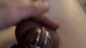 Ball Slap Challenge: Chastity slave takes 120 ball slaps