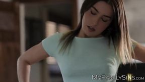 Sweet brunette stepsister Chanel Camryn was fucked hard by her hot stepbrother