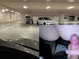 Risky Car Sex in Public Parking Garage – Started with Handjob, Ended with Doggystyle!